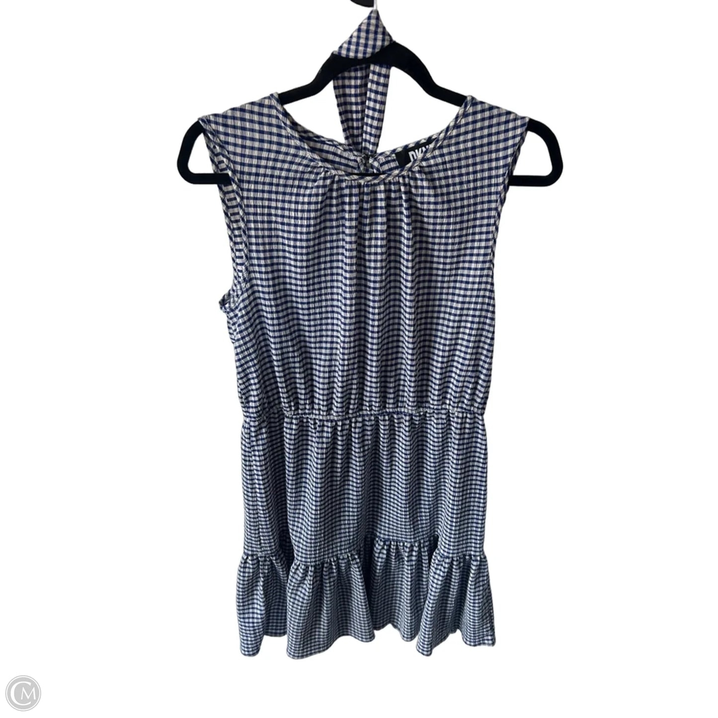 Dress Casual Midi By Dkny In Blue & Cream, Size: M