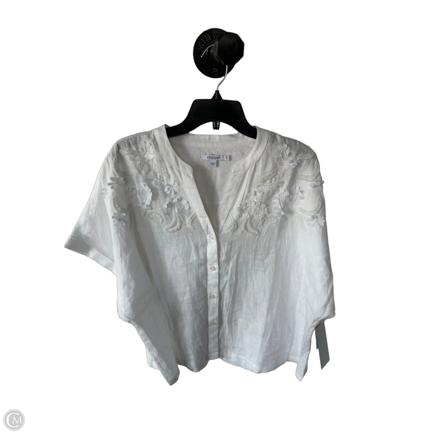 Top Short Sleeve By Chicos In White, Size: L