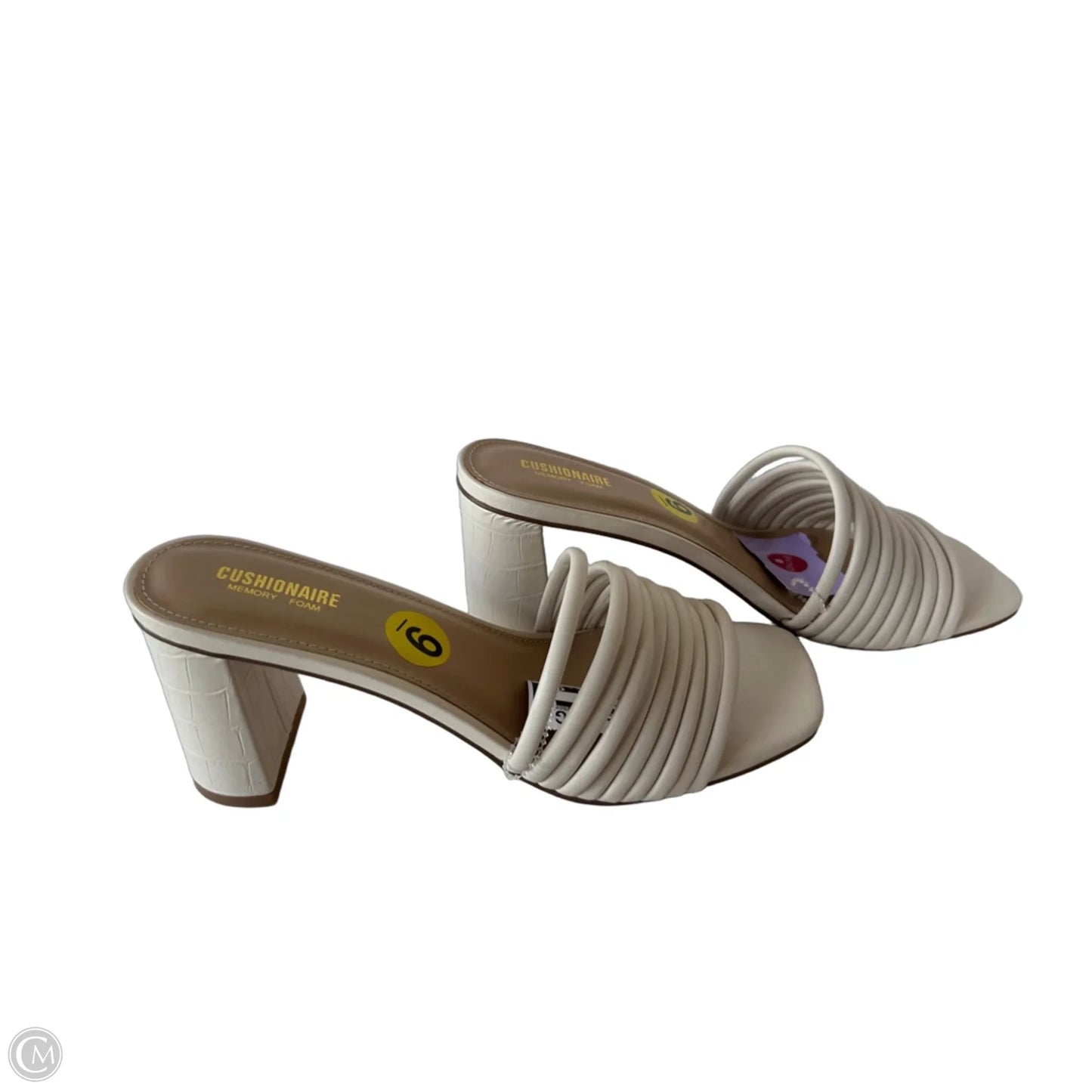 Sandals Heels Block By Cushionaire In Cream, Size: 9