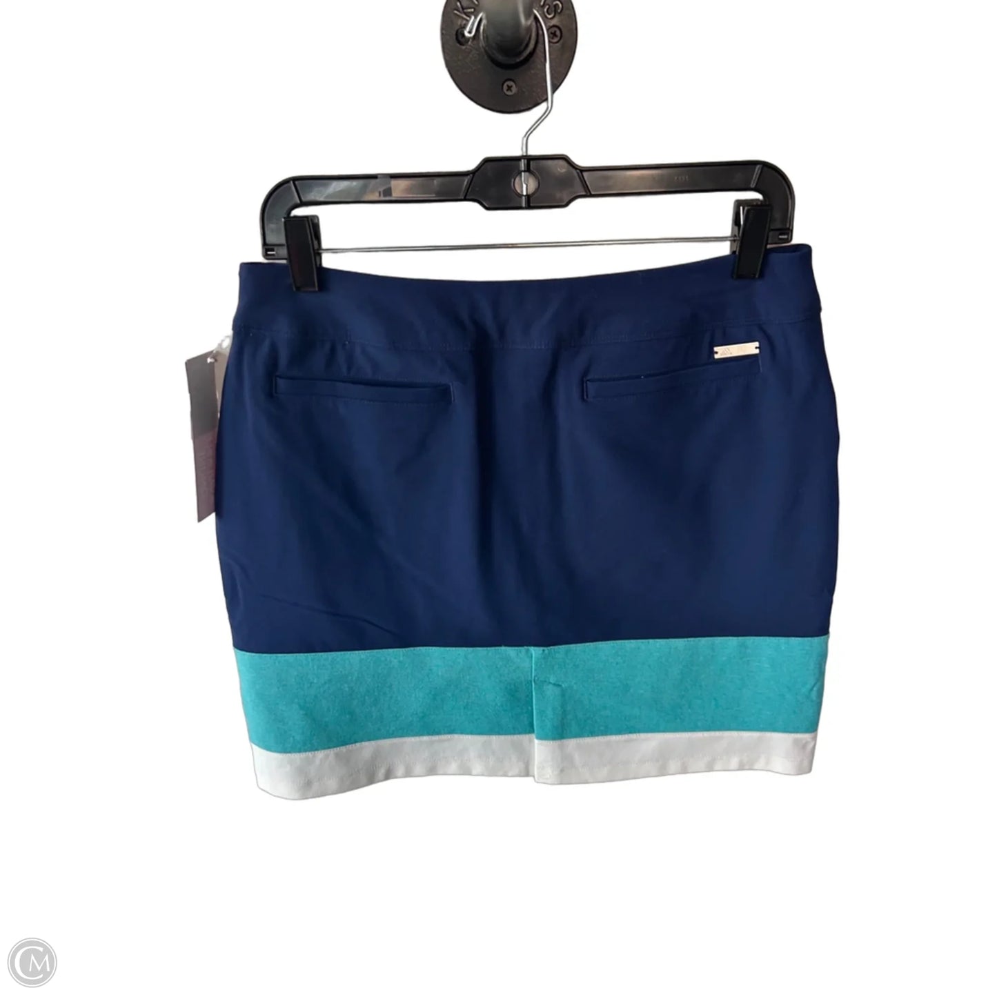 Athletic Skort By Adidas In Blue & White, Size: 4