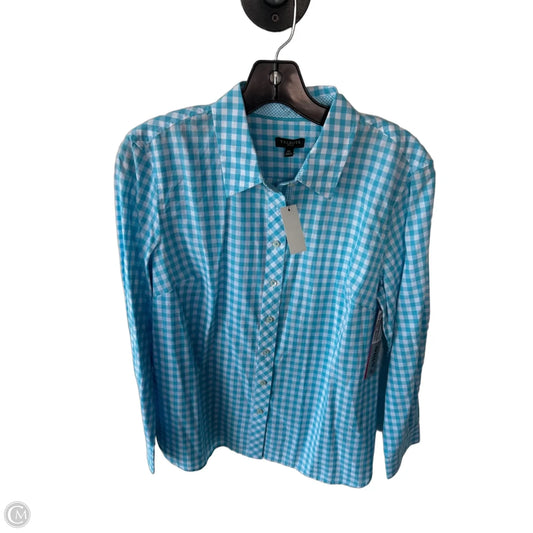 Top Long Sleeve By Talbots In Blue & White, Size: Mp