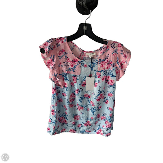 Top Short Sleeve By Andree By Unit In Blue & Pink, Size: L