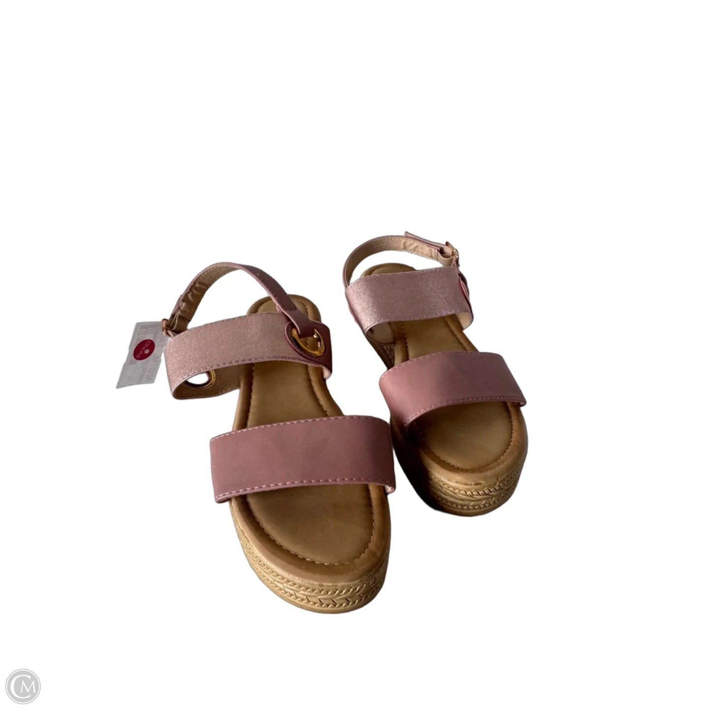 Sandals Heels Wedge By Clothes Mentor In Pink & Tan, Size: 8