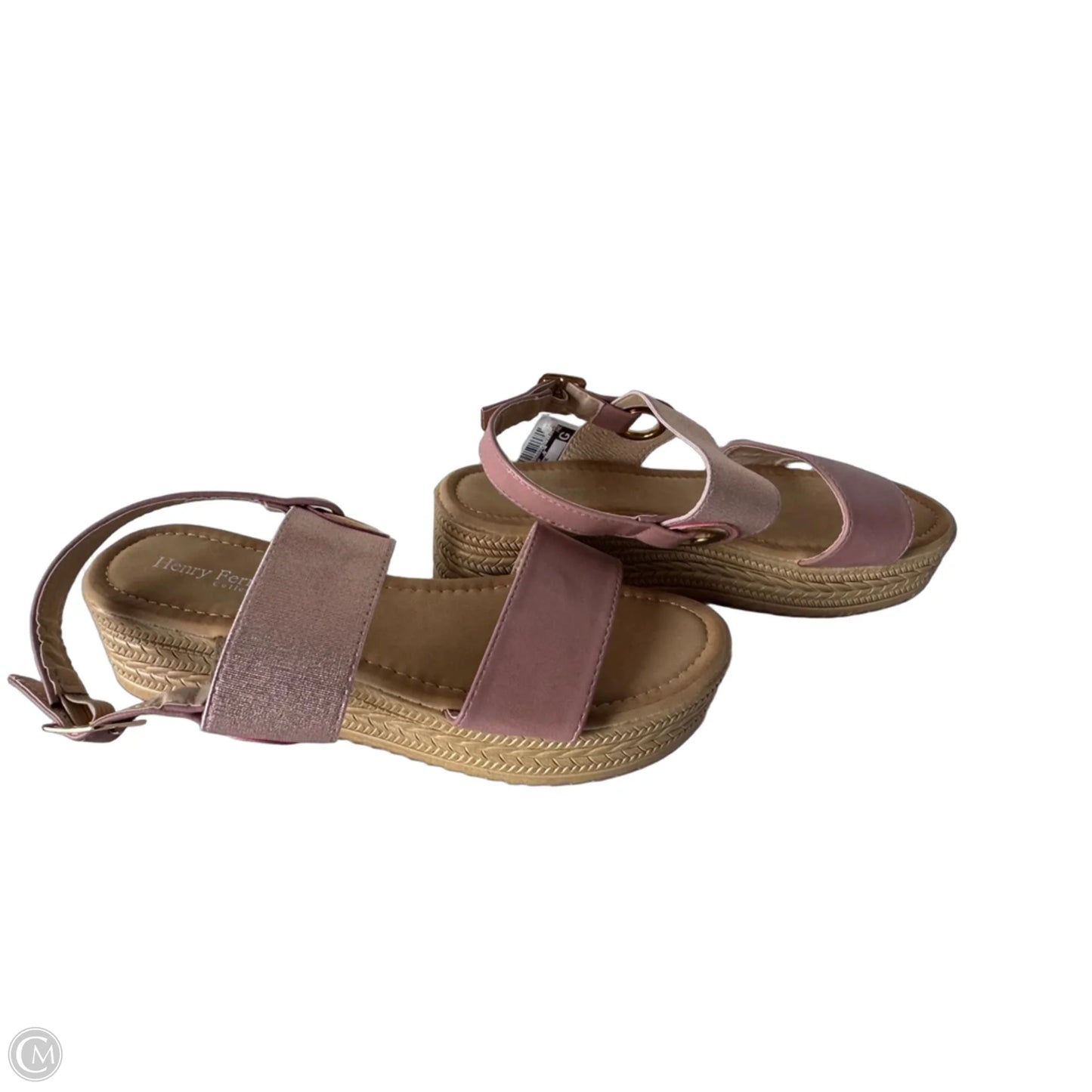 Sandals Heels Wedge By Clothes Mentor In Pink & Tan, Size: 8