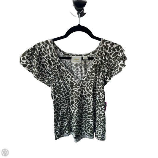 Top Short Sleeve By Maeve In Green & Tan, Size: L