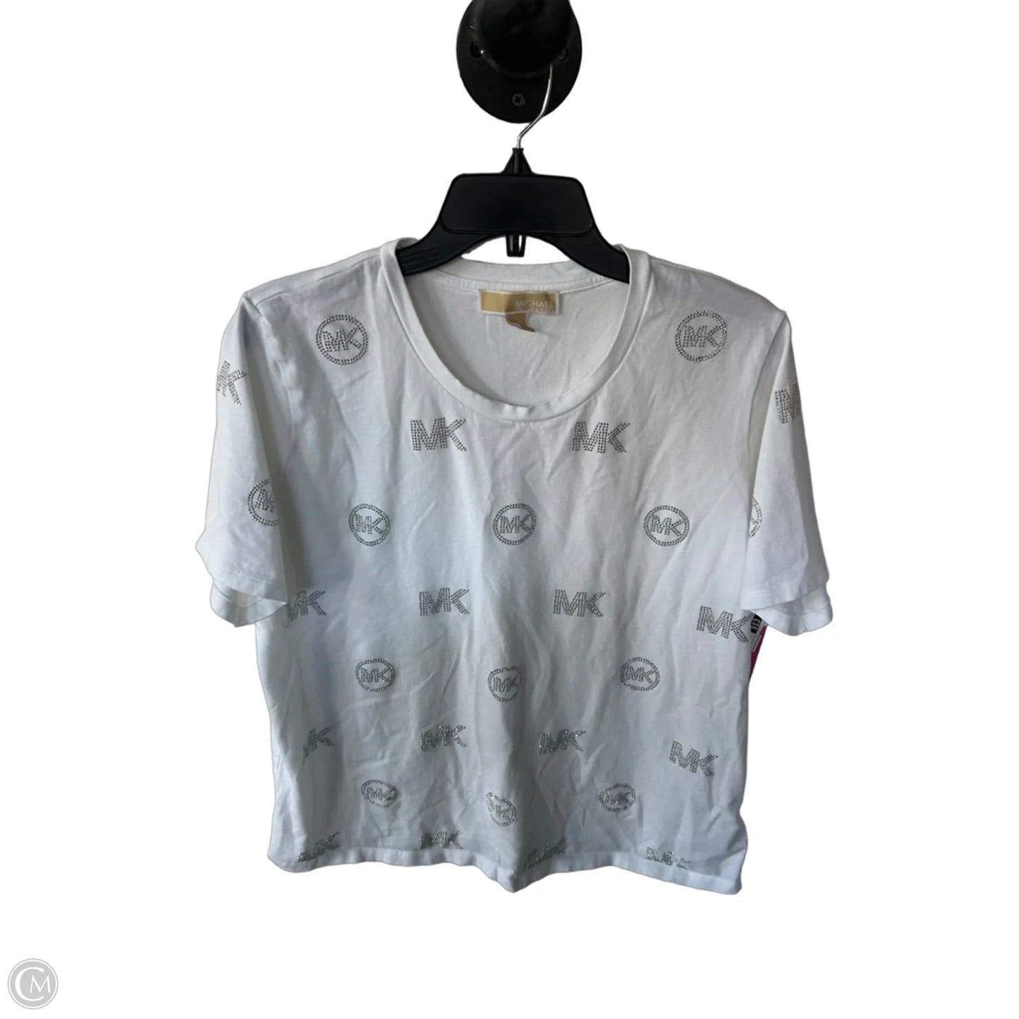 Top Short Sleeve By Michael By Michael Kors In Silver & White, Size: Xl