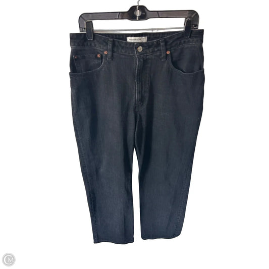 Jeans Straight By Abercrombie And Fitch In Black Denim, Size: 10