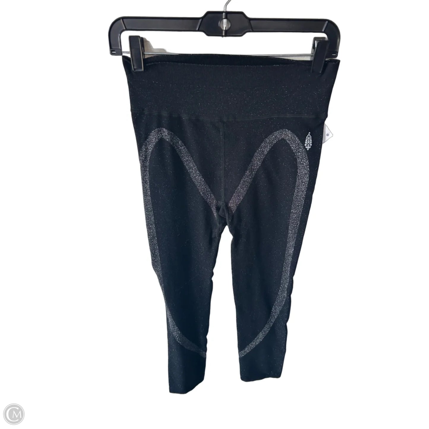 Athletic Leggings By Free People In Black & Silver, Size: 8