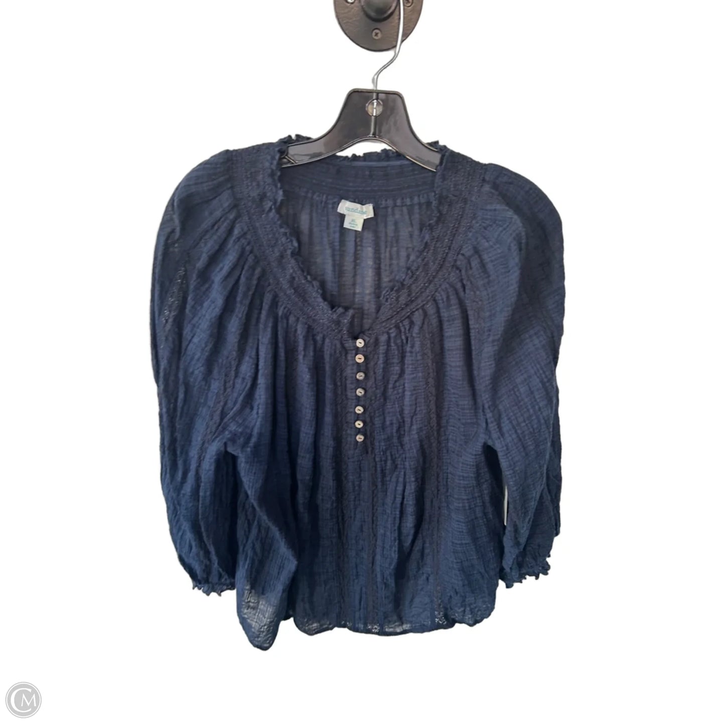 Top 3/4 Sleeve By Sundance In Black & Blue, Size: Xl