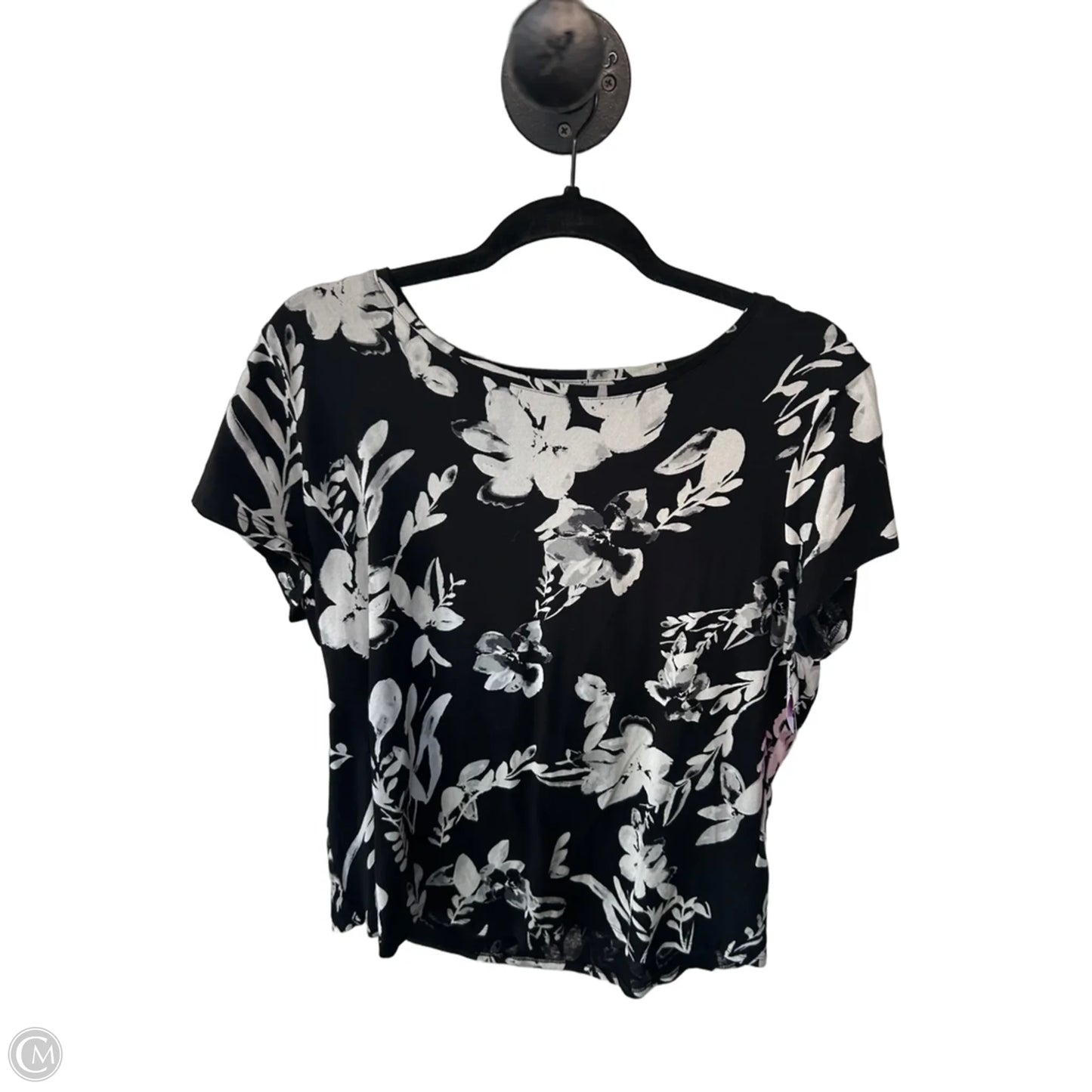 Top Short Sleeve By White House Black Market In Black & Grey, Size: Xl
