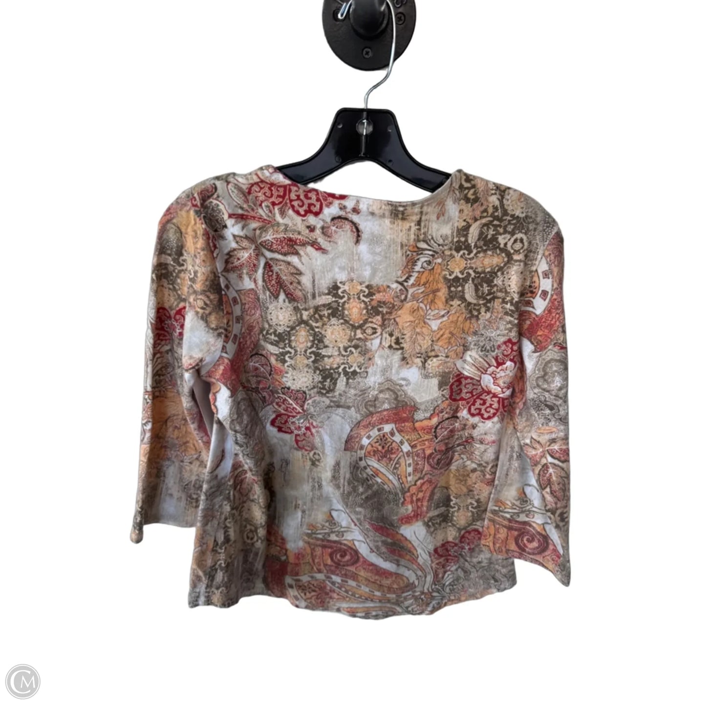 Top 3/4 Sleeve By Chicos In Orange & Tan, Size: S