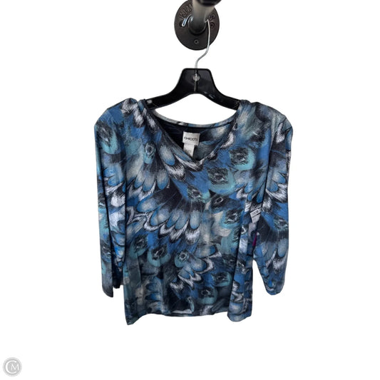 Top 3/4 Sleeve By Chicos In Black & Blue, Size: S