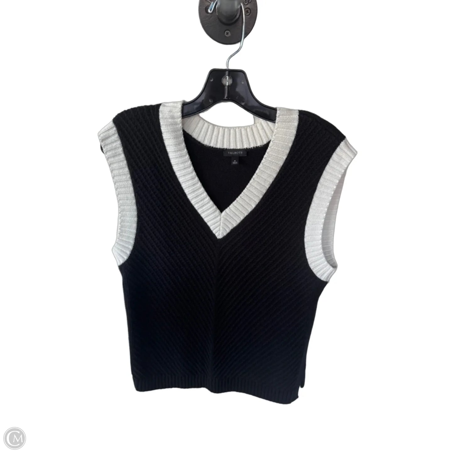 Vest Sweater By Talbots In Black & White, Size: M