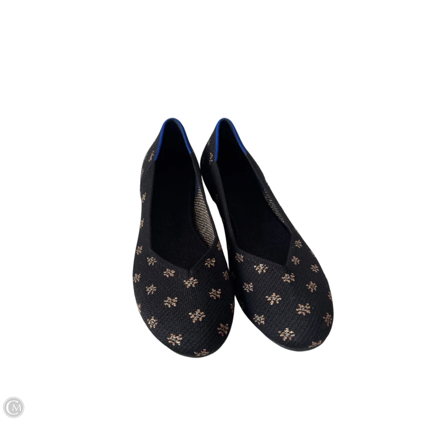 Shoes Flats By Rothys In Black & Gold, Size: 7