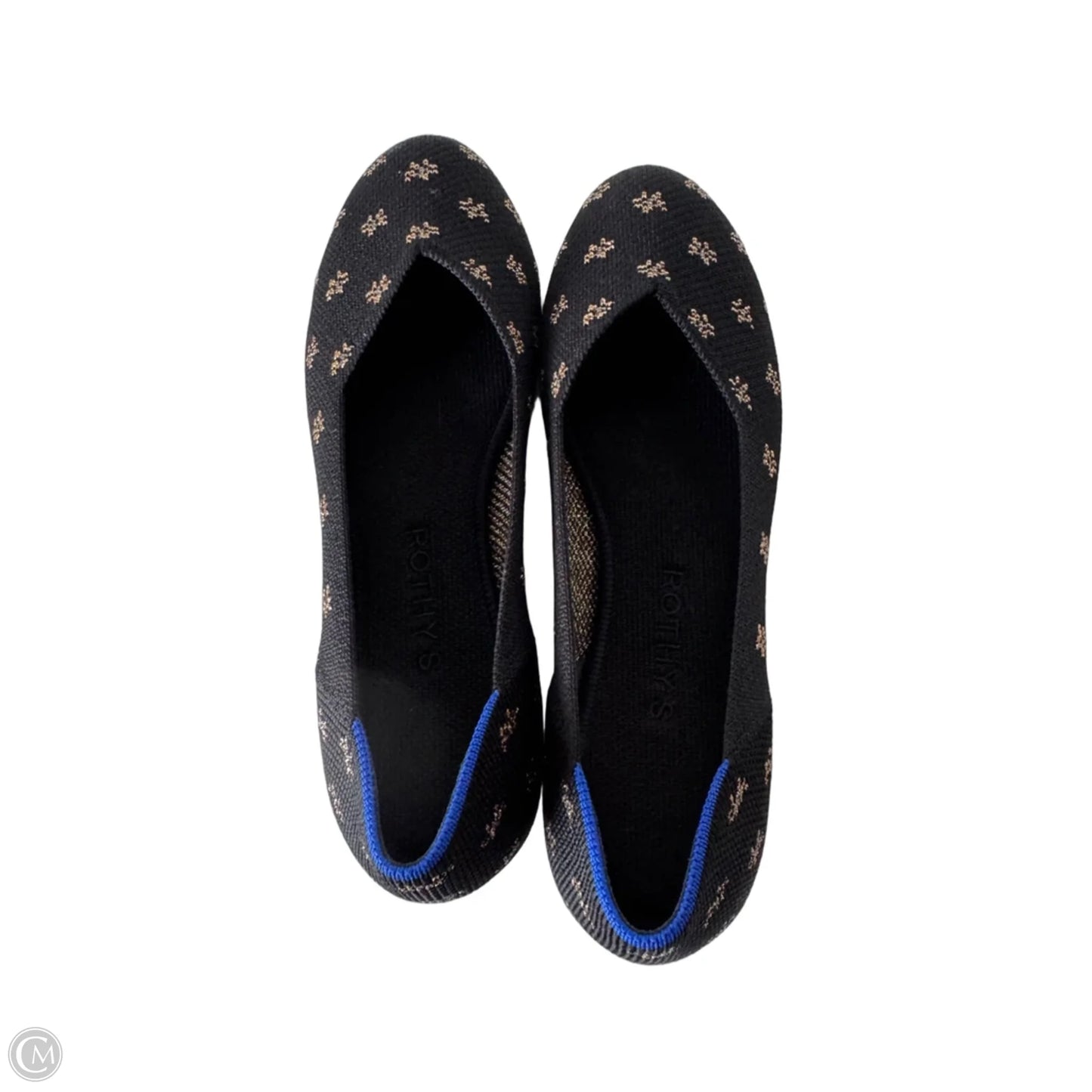 Shoes Flats By Rothys In Black & Gold, Size: 7