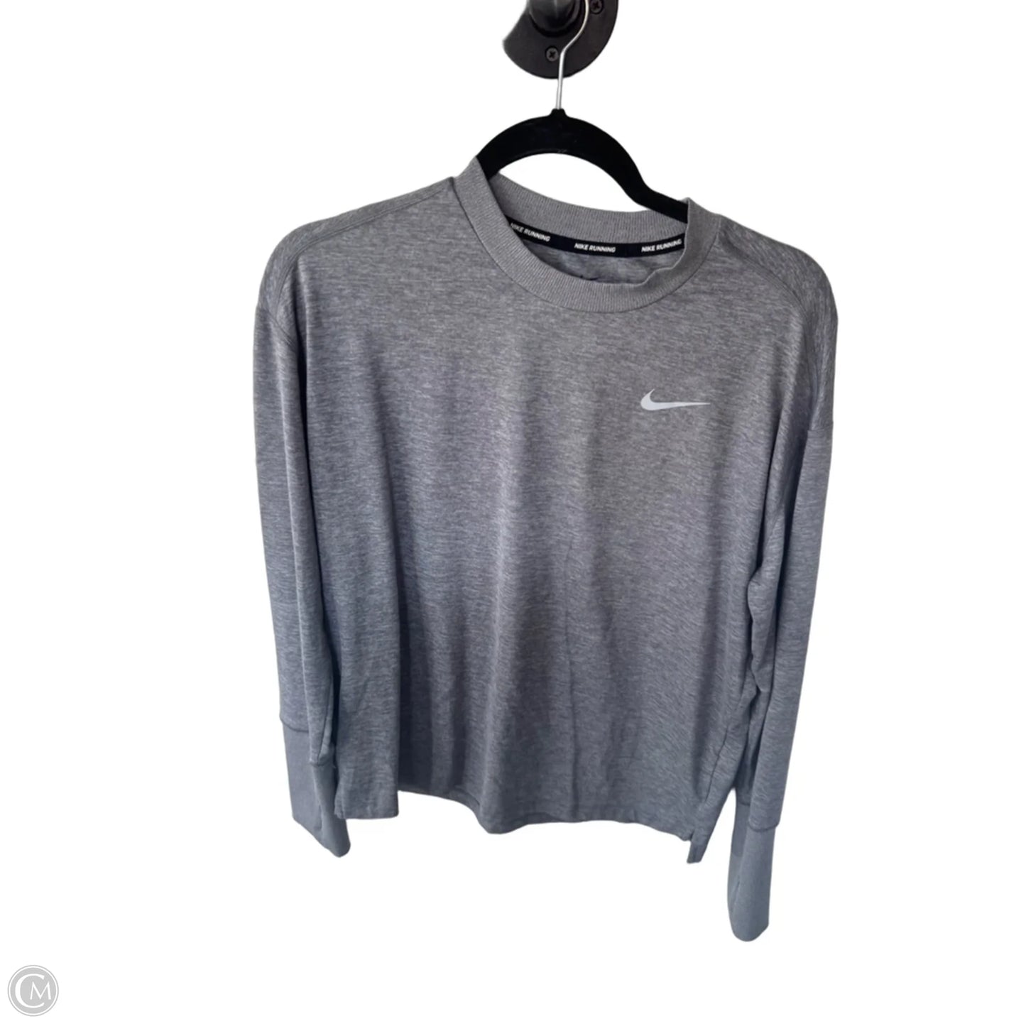 Athletic Top Long Sleeve Crewneck By Nike In Grey, Size: M