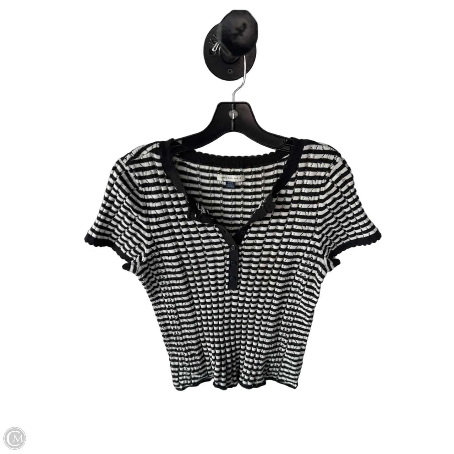 Sweater Short Sleeve By American Eagle In Grey & White, Size: M