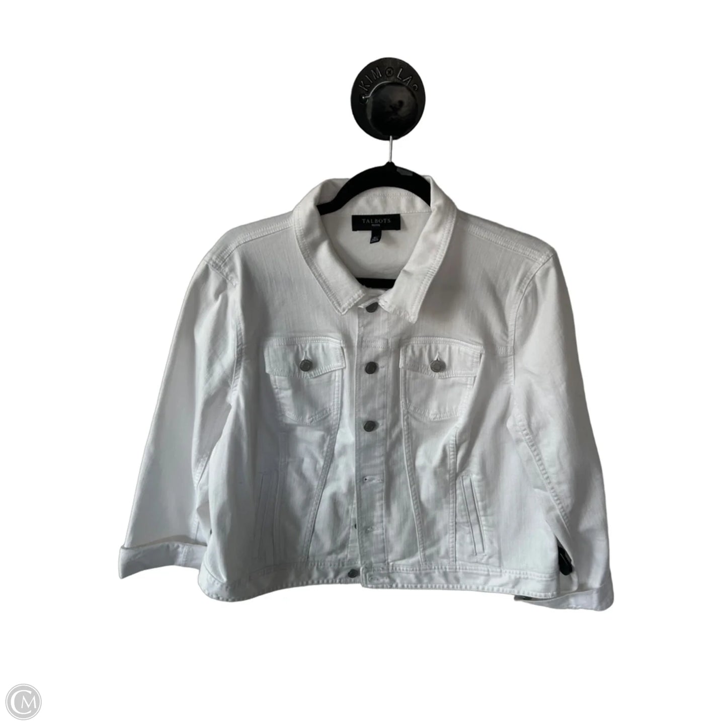 Jacket Denim By Talbots In White Denim, Size: Xlp