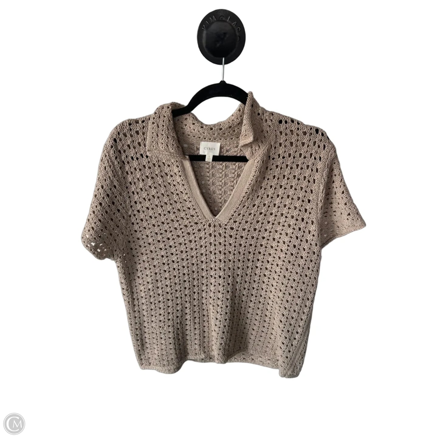 Sweater Short Sleeve By Cyrus In Tan, Size: L
