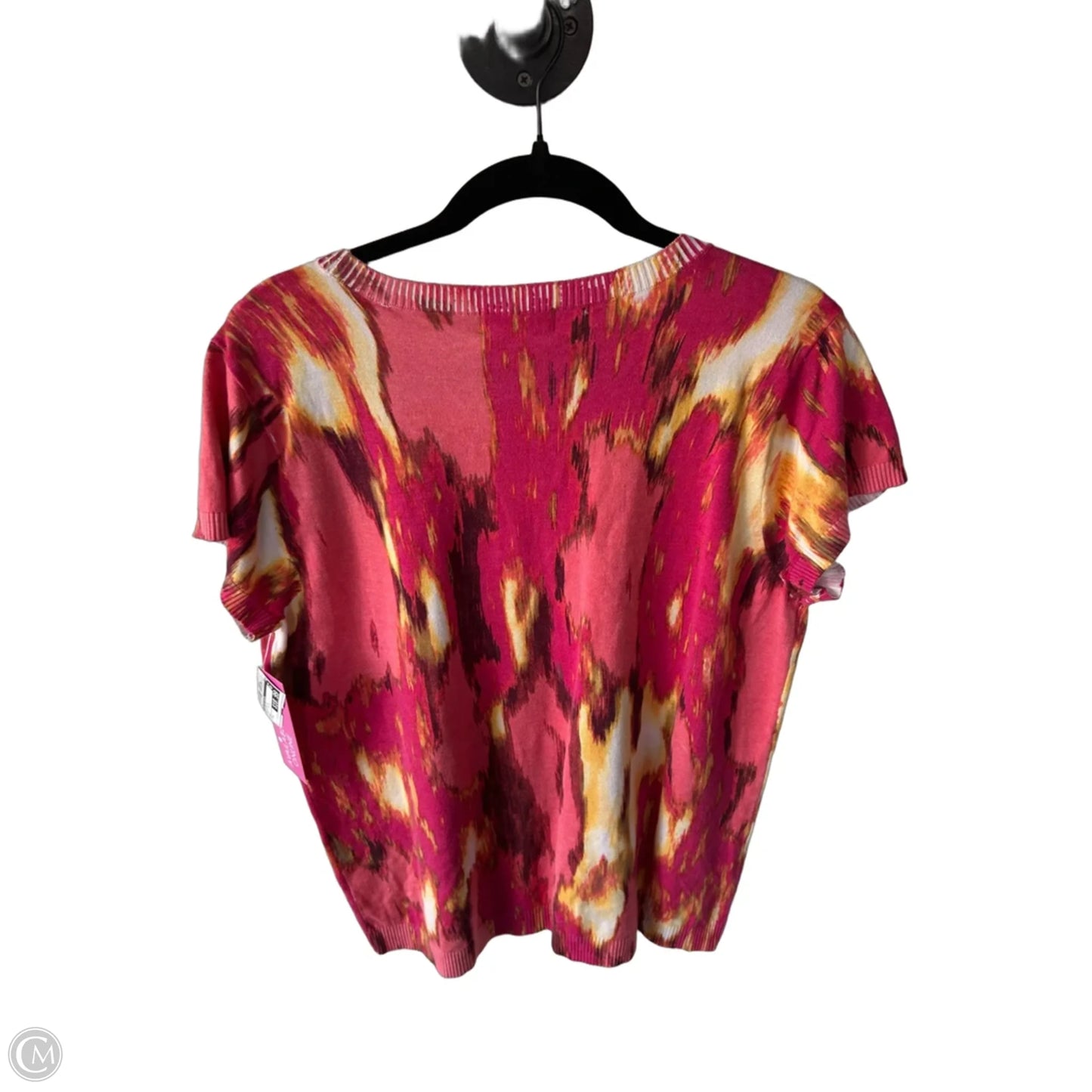 Sweater Short Sleeve By Calvin Klein In Pink & Yellow, Size: S