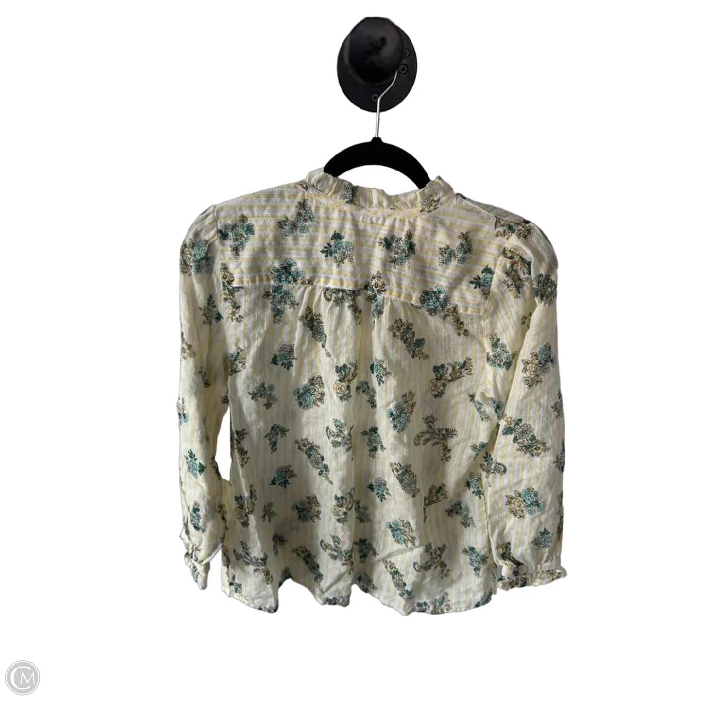 Top 3/4 Sleeve By Loft In Green & Yellow, Size: S