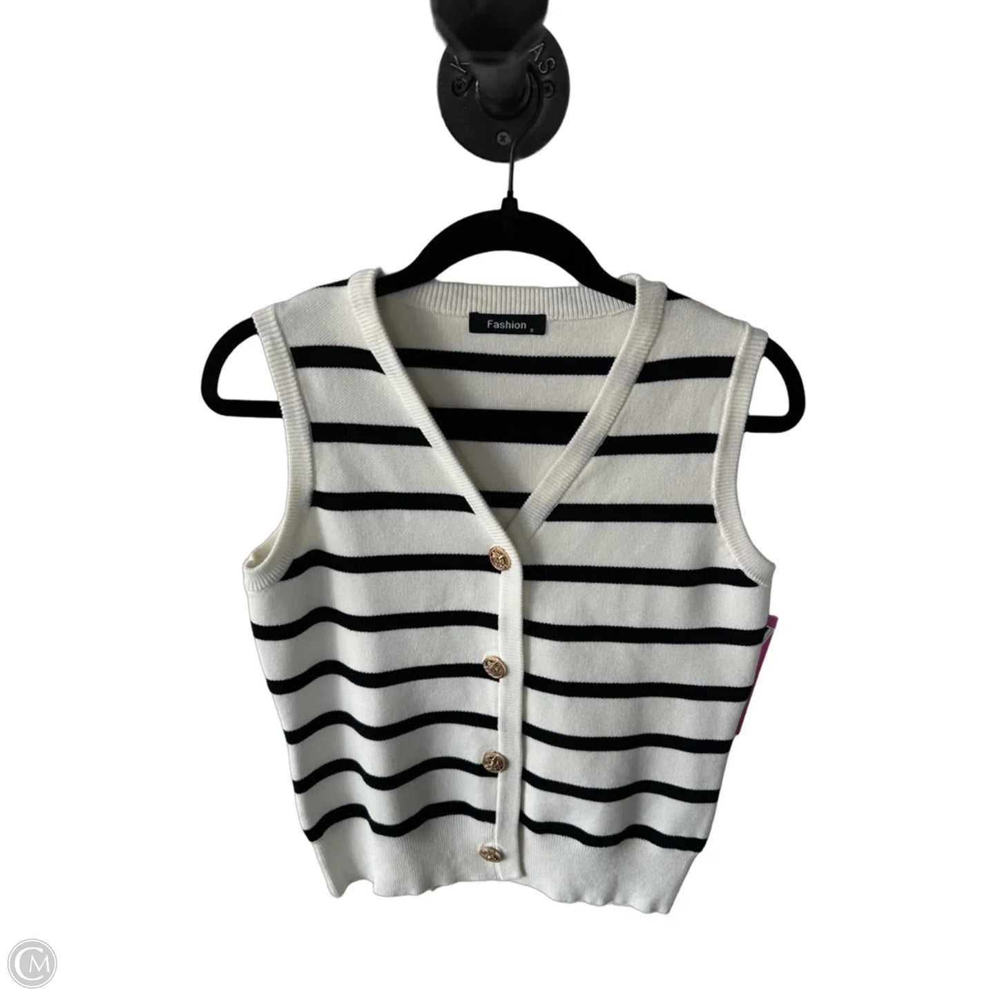 Vest Sweater By Cme In Black & White, Size: S