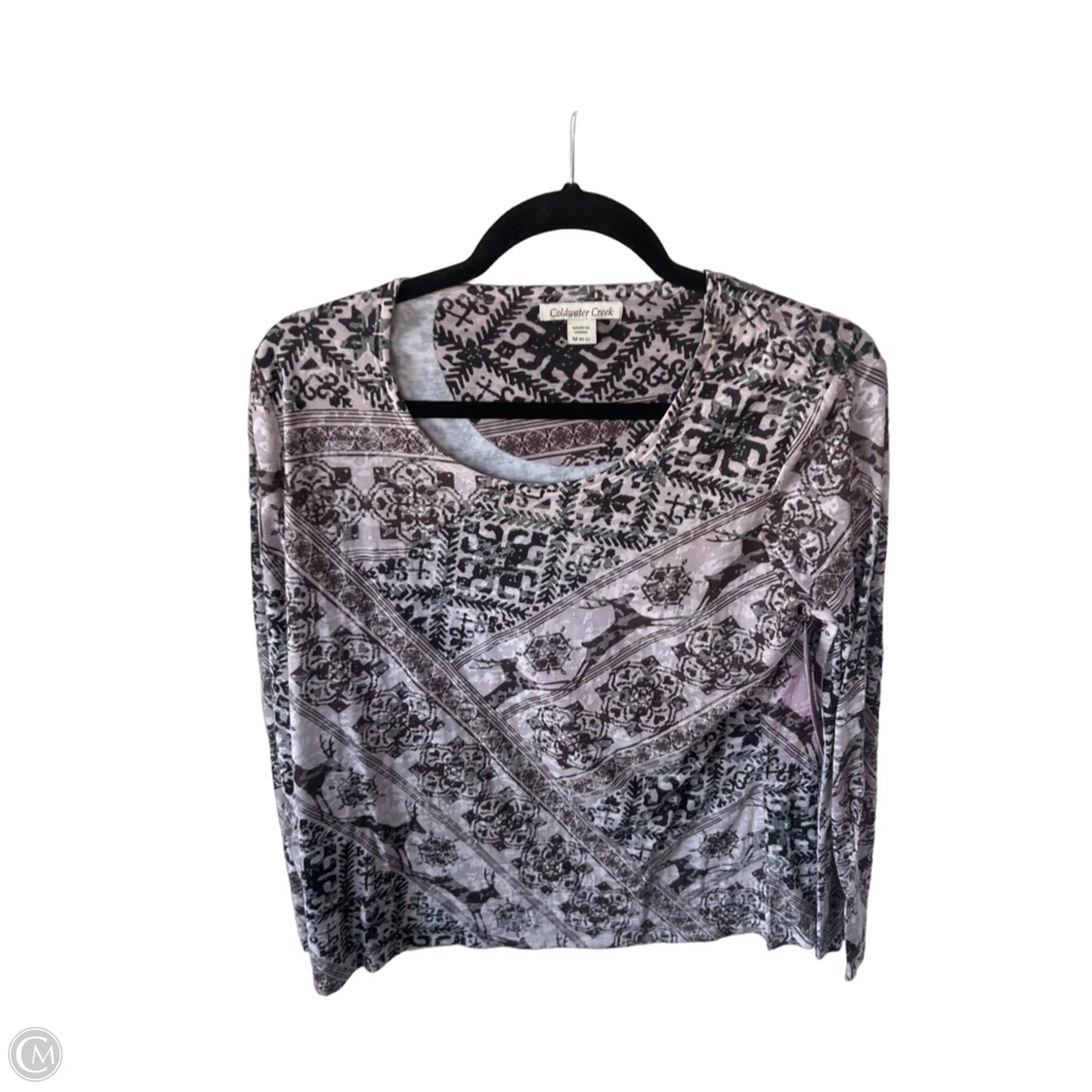 Top 3/4 Sleeve By Coldwater Creek In Brown & Grey, Size: M