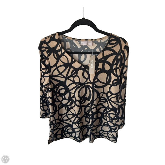 Top Long Sleeve By Chicos In Black & Tan, Size: M
