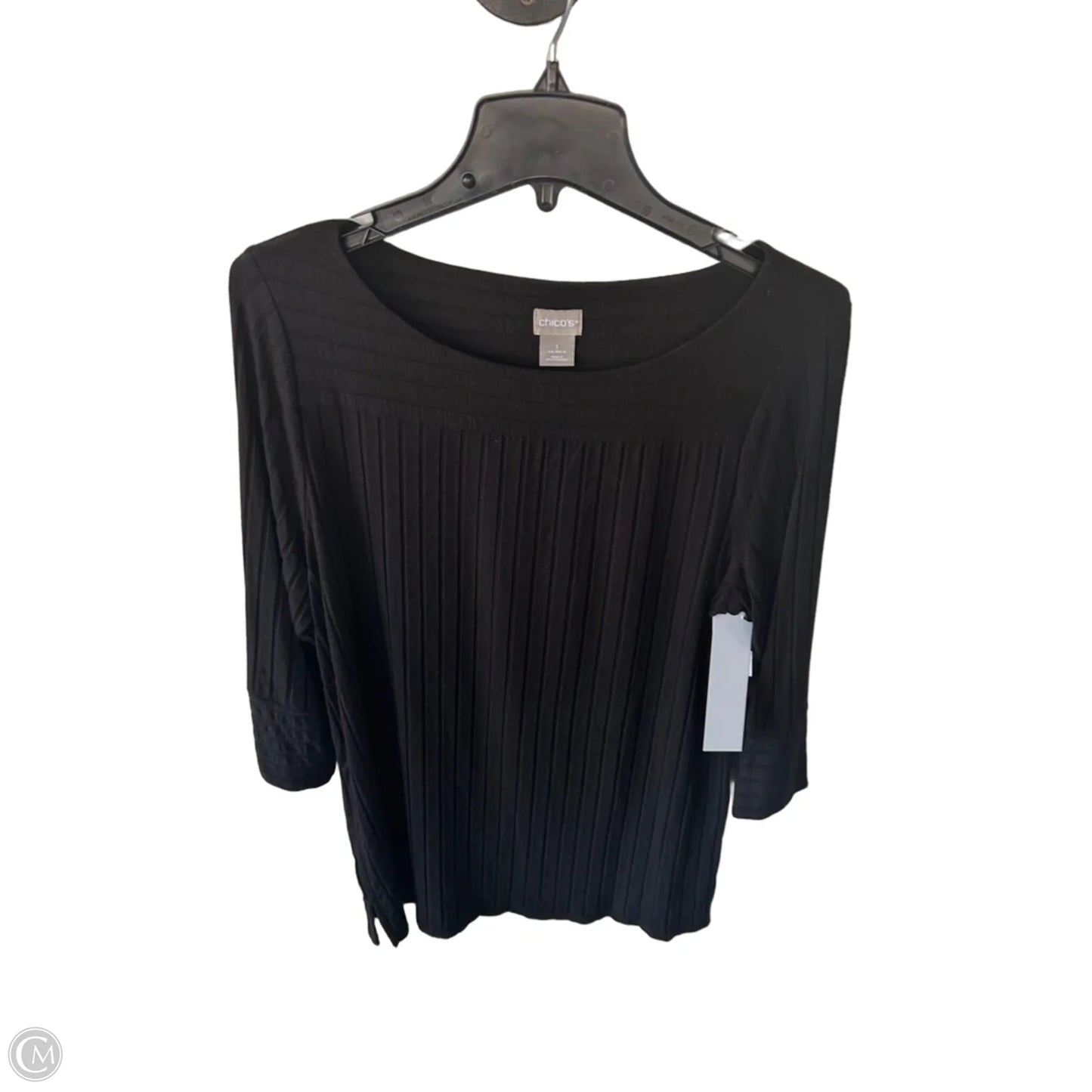 Top 3/4 Sleeve By Chicos In Black, Size: M