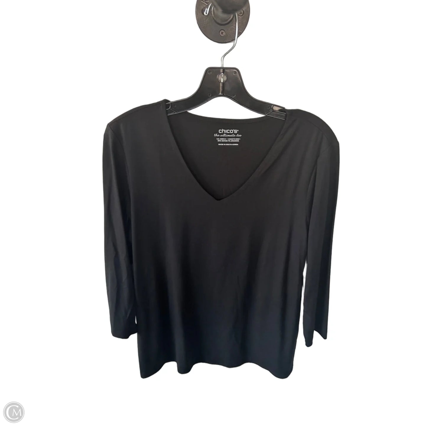 Top 3/4 Sleeve Basic By Chicos In Black, Size: M