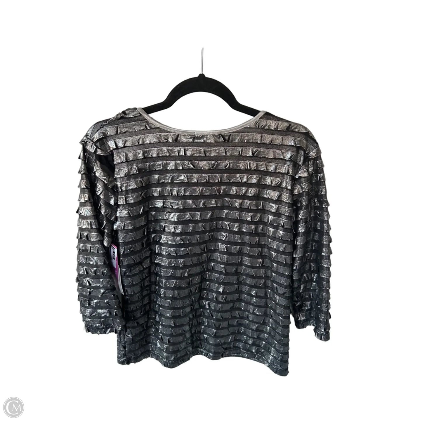 Top 3/4 Sleeve By Erin London In Black & Grey, Size: M