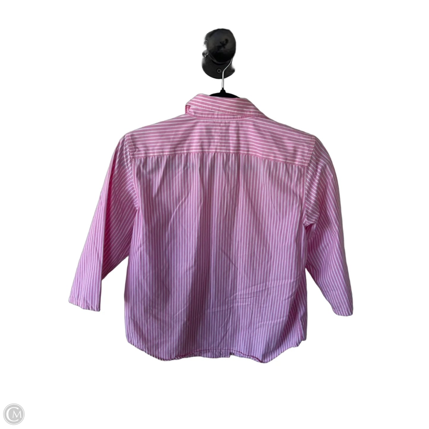 Top 3/4 Sleeve By Lauren By Ralph Lauren In Pink & White, Size: S