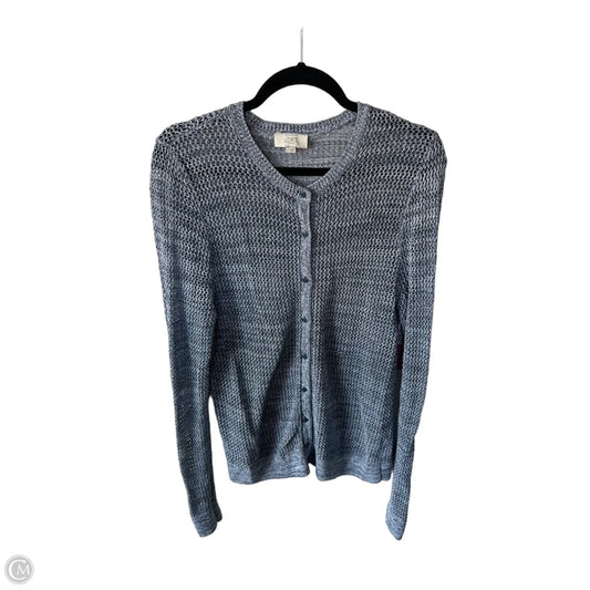 Sweater Cardigan By Loft In Blue & Silver, Size: L