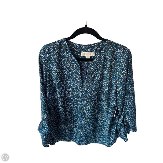 Top 3/4 Sleeve By Michael By Michael Kors In Blue & Green, Size: L