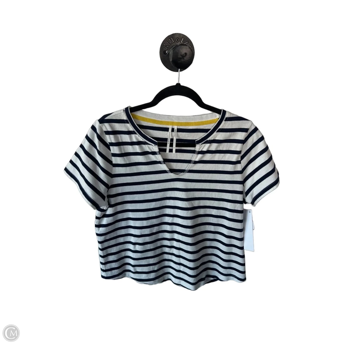 Top Short Sleeve By Anthropologie In Blue & White, Size: M