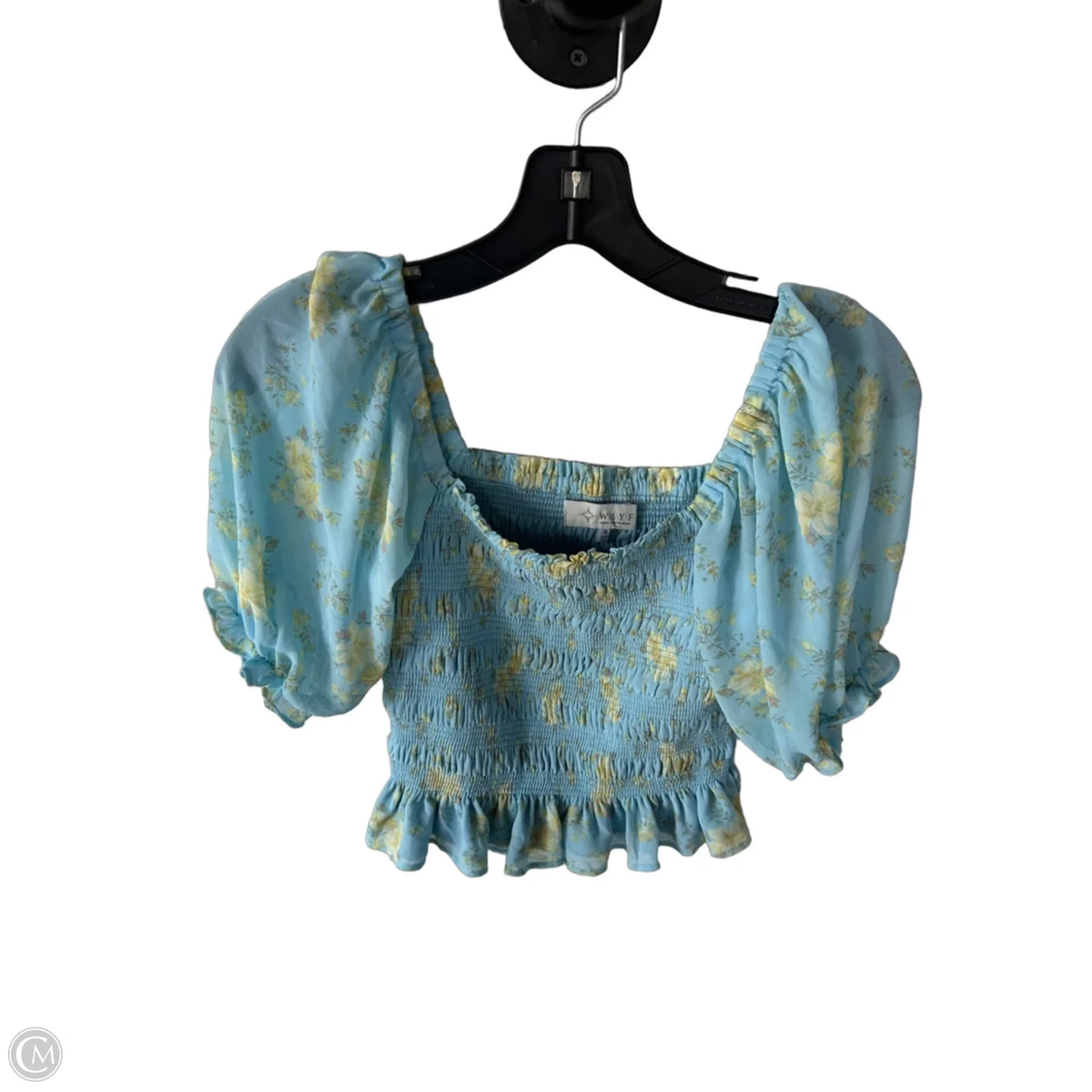 Top Short Sleeve By Wayf In Blue & Yellow, Size: S