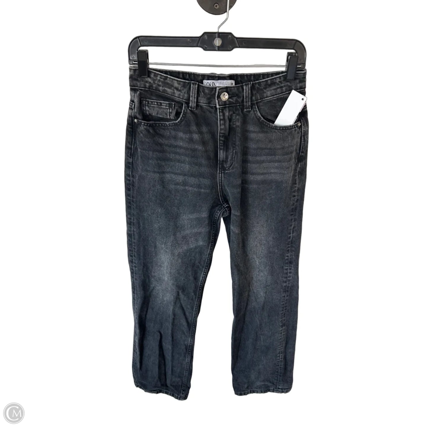 Jeans Straight By Zara In Black Denim, Size: 4