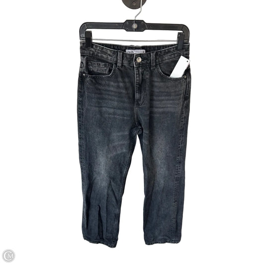 Jeans Straight By Zara In Black Denim, Size: 4