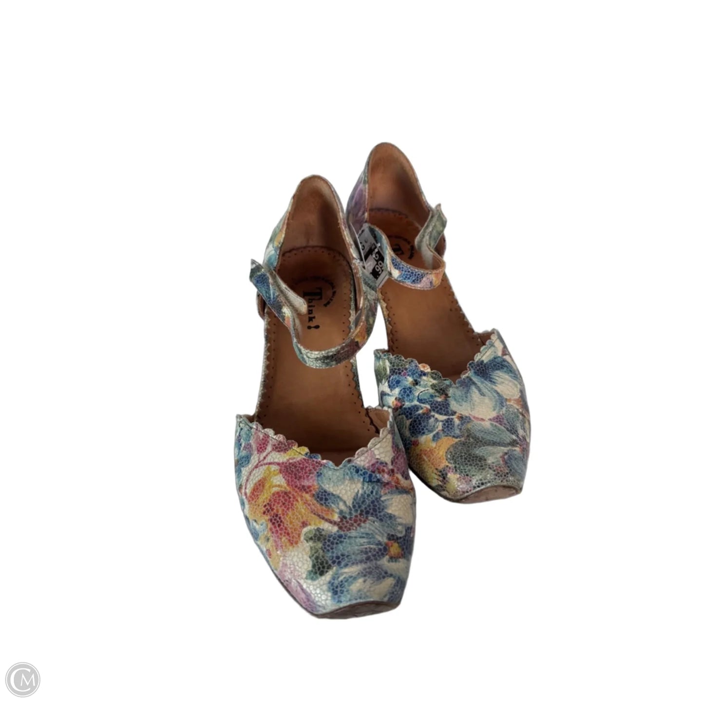 Shoes Heels Block By Think In Blue & White, Size: 7.5