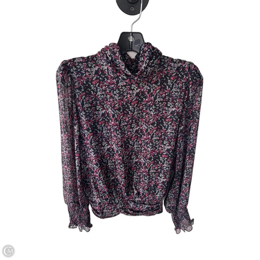 Top Long Sleeve By Evereve In Black & Pink, Size: S