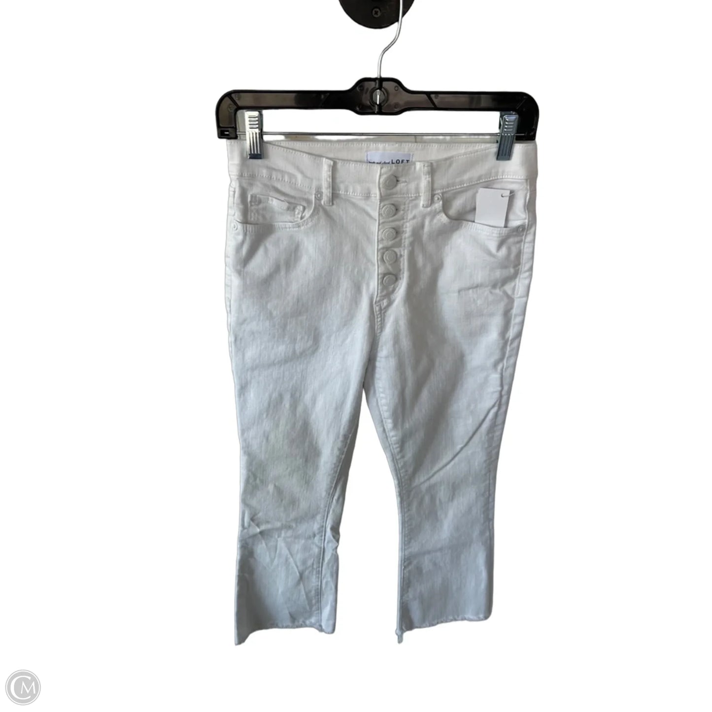 Jeans Cropped By Loft In White Denim, Size: 2p
