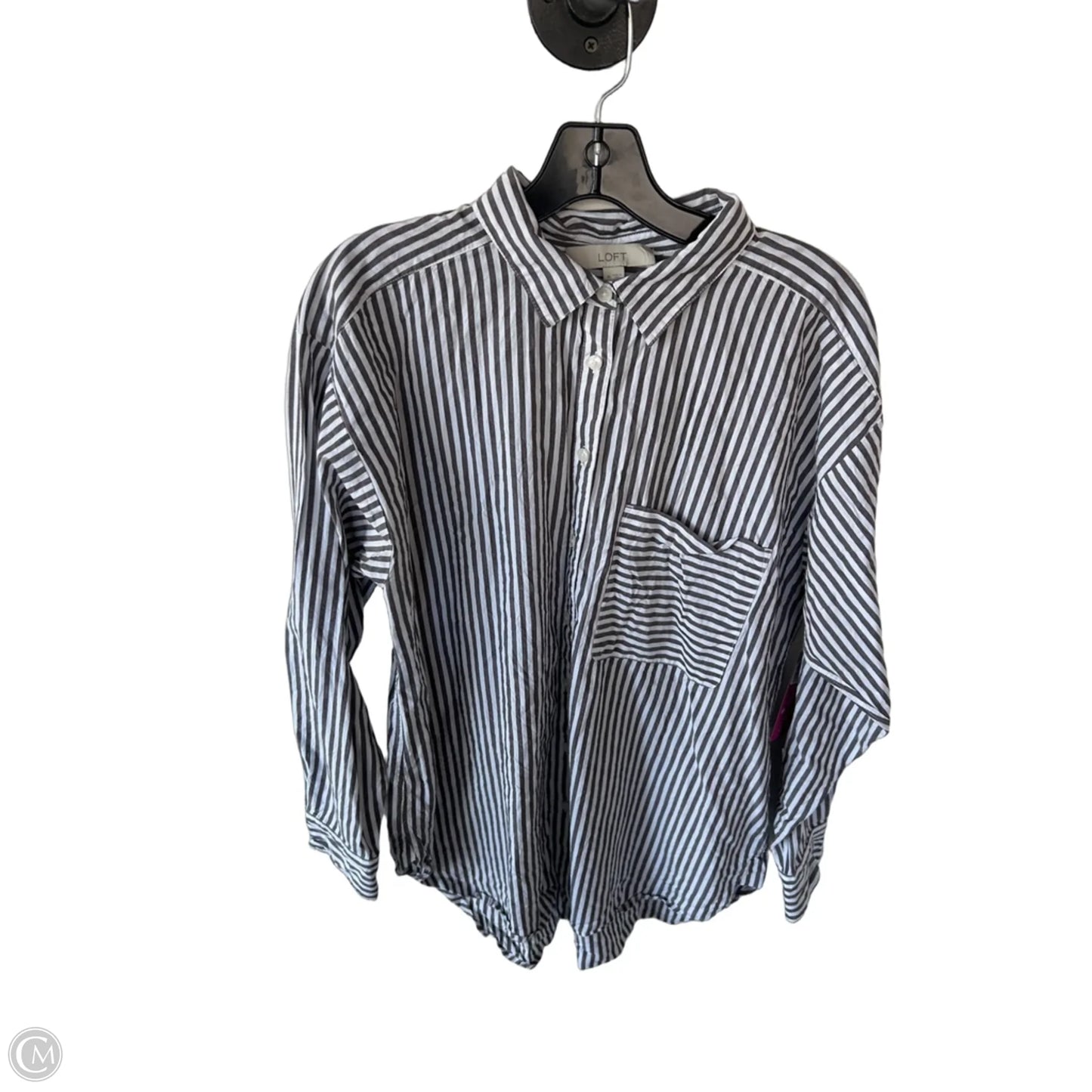 Top Long Sleeve By Loft In Brown & White, Size: M