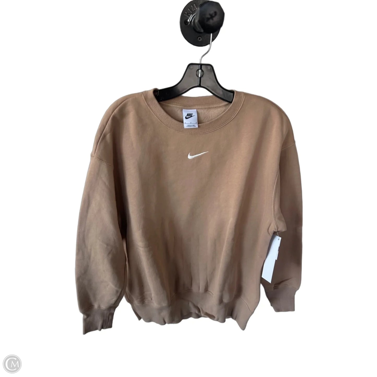 Athletic Sweatshirt Crewneck By Nike In Tan, Size: M