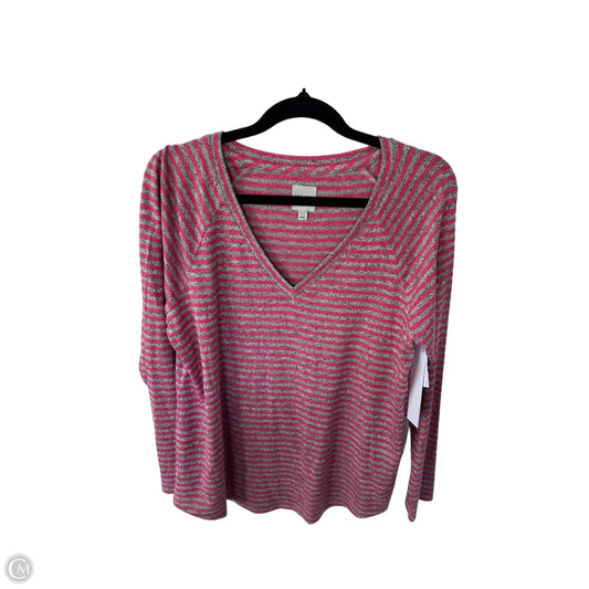 Top Long Sleeve By Nic + Zoe In Grey & Pink, Size: Mp