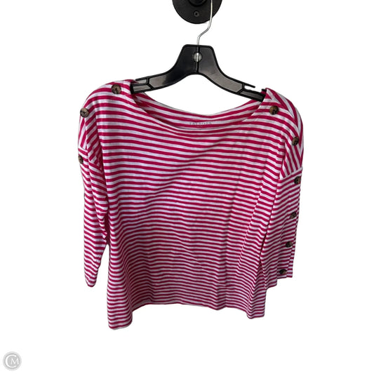 Top 3/4 Sleeve By Talbots In Pink & White, Size: Mp