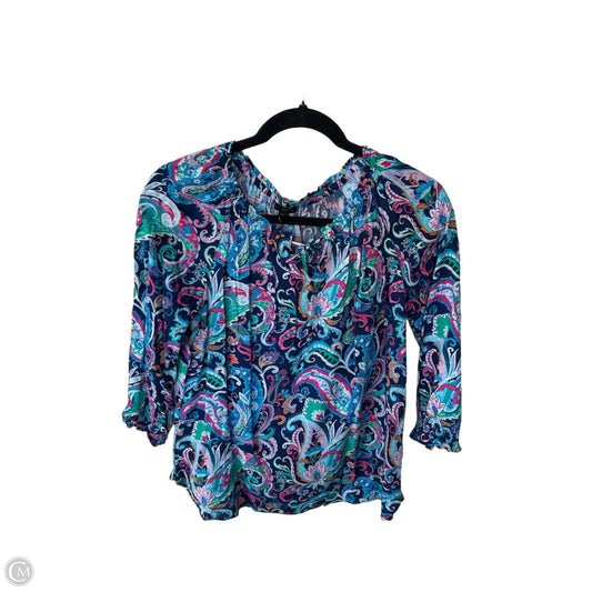 Top 3/4 Sleeve By Talbots In Blue & Pink, Size: Sp