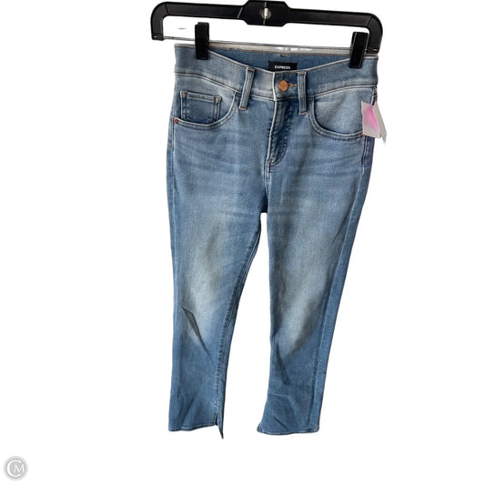 Jeans Flared By Express In Blue Denim, Size: 0