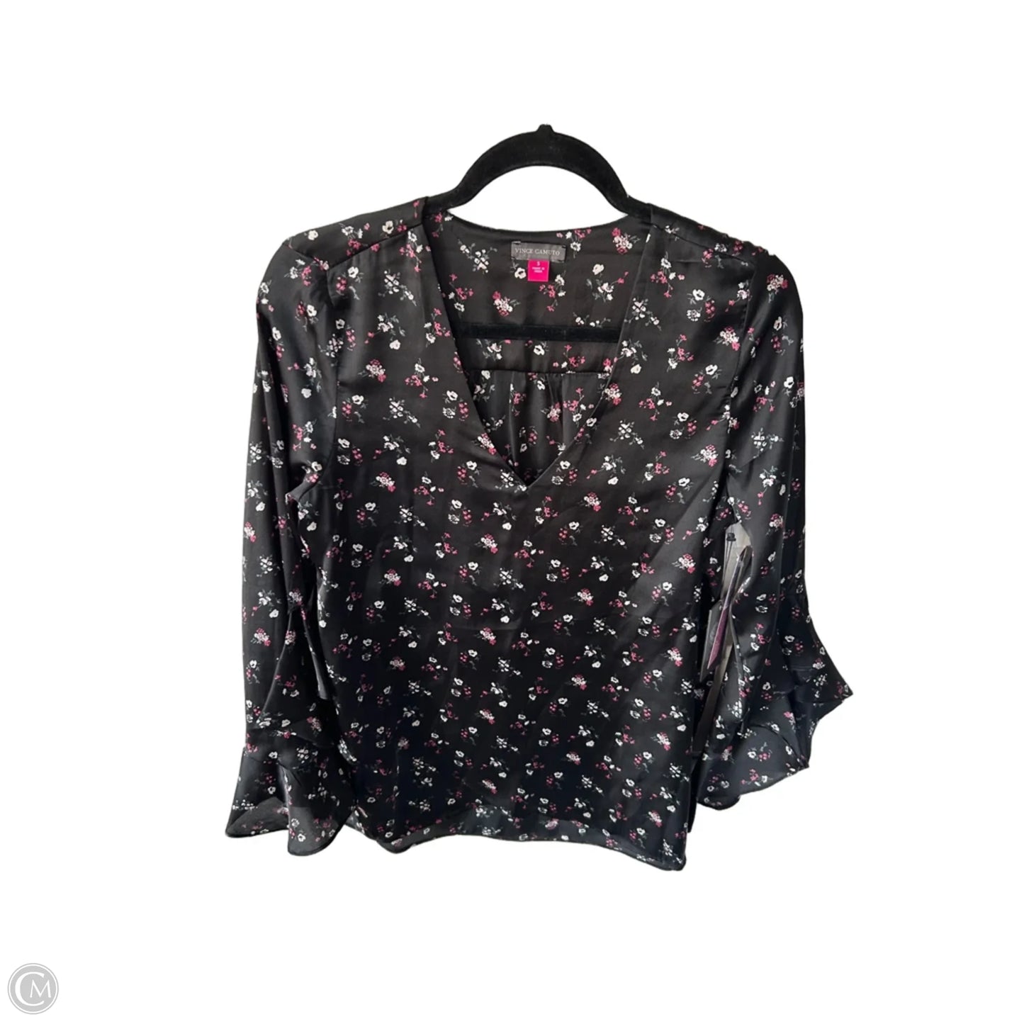 Blouse Long Sleeve By Vince Camuto In Black & Pink, Size: S