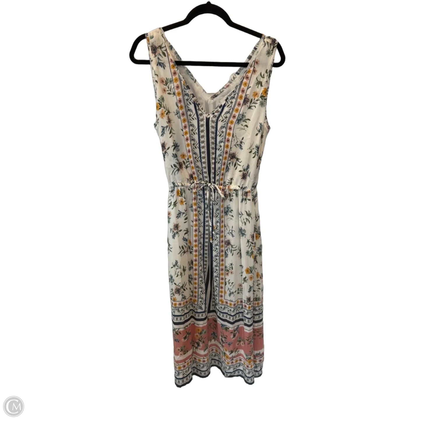 Dress Casual Midi By Lucky Brand In Cream & Green, Size: M