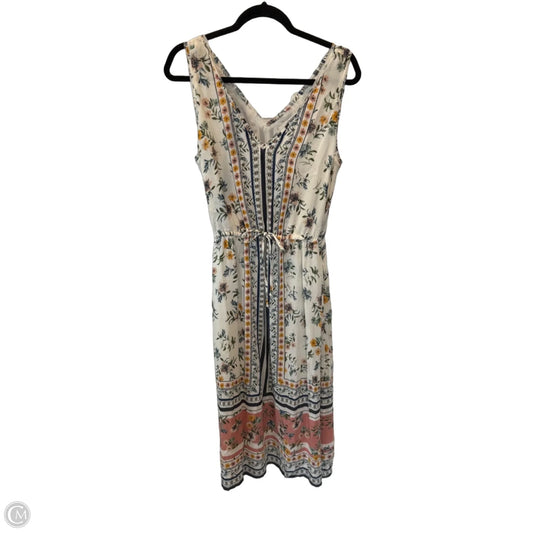 Dress Casual Midi By Lucky Brand In Cream & Green, Size: M